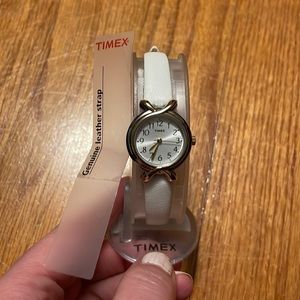 Timex Watch with genuine leather white strap